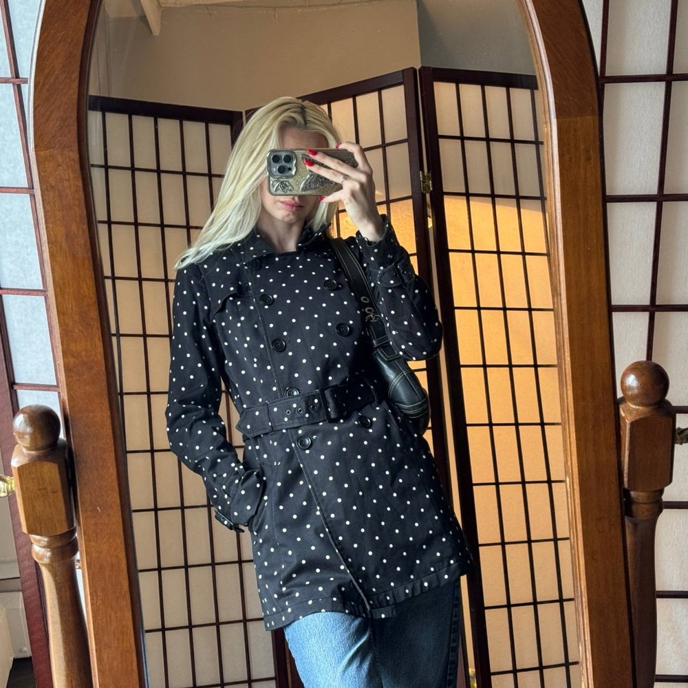 Guess Black and White Polka Dot Coat